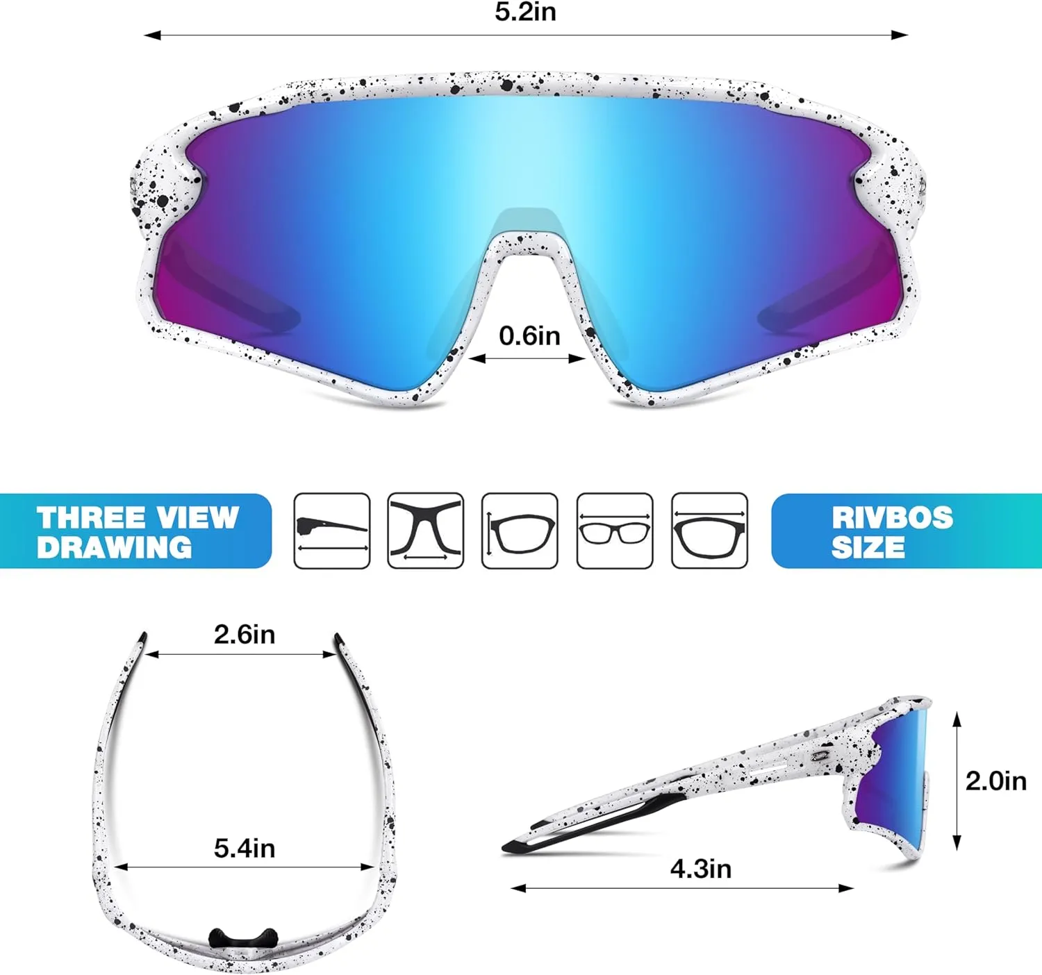RIVBOS Youth Baseball Sunglasses for Kids(Boys&Girls) Polarized UV Protection Cycling Glasses RYS007
