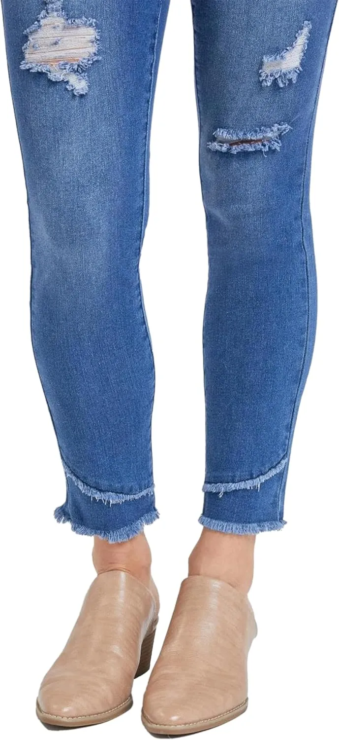 Royalty by YMI Royalty for Me Women's High Rise Skinny Ankle Jean with Double Frayed Hem Sustainable
