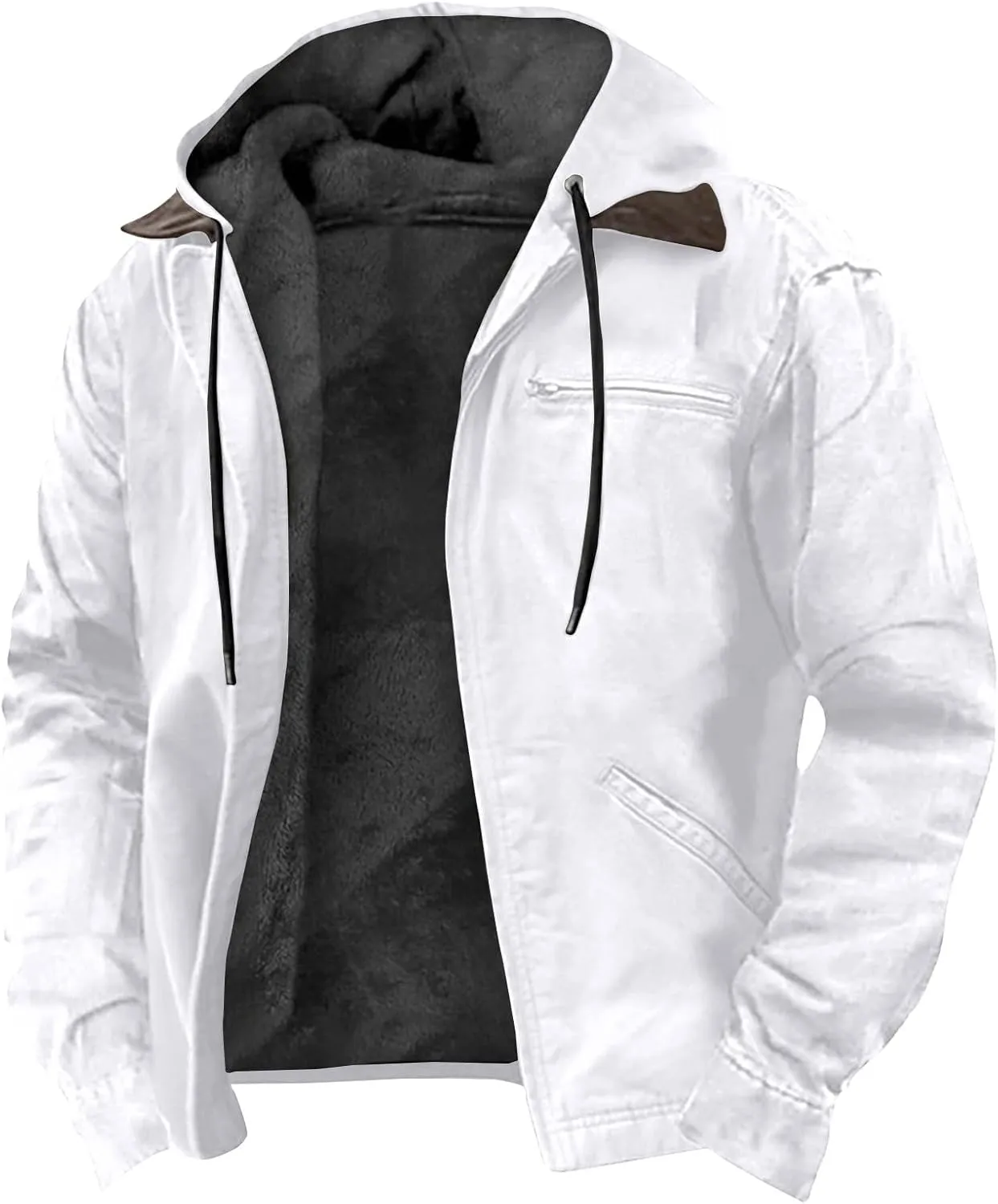 RTRDE Mens Winter Jacket Zip Up Sweatshirts Fleece Jackets Thick Sherpa Lined Hoodie Coats Outwear Jacket, S-8XL