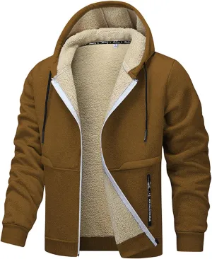 RTRDE Mens Work Jacket Zip Up Sweatshirts Heavyweight Winter Fleece Sherpa Lined Warm Hoodie Jackets Coats Jacket, S-3XL
