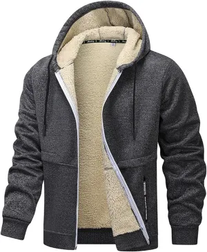 RTRDE Mens Work Jacket Zip Up Sweatshirts Heavyweight Winter Fleece Sherpa Lined Warm Hoodie Jackets Coats Jacket, S-3XL