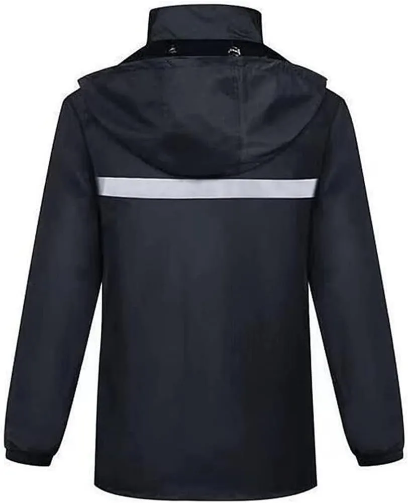 RUVOO Rain Poncho Waterproof Raincoat Suits Rain Gear Cycling Rain Coats Cover Men Rain Poncho Jacket Rain Coat (Color : Black, Size : M)