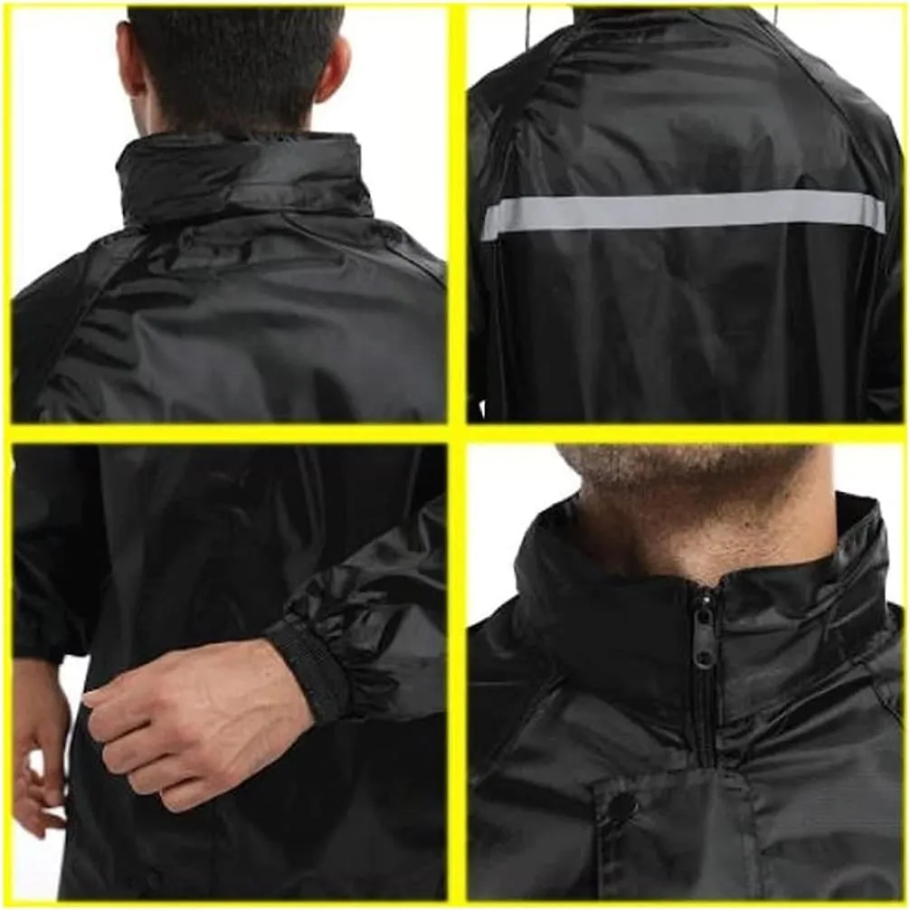 RUVOO Rain Poncho Waterproof Raincoat Suits Rain Gear Cycling Rain Coats Cover Men Rain Poncho Jacket Rain Coat (Color : Black, Size : M)