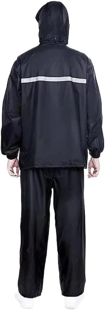 RUVOO Rain Poncho Waterproof Raincoat Suits Rain Gear Cycling Rain Coats Cover Men Rain Poncho Jacket Rain Coat (Color : Black, Size : M)