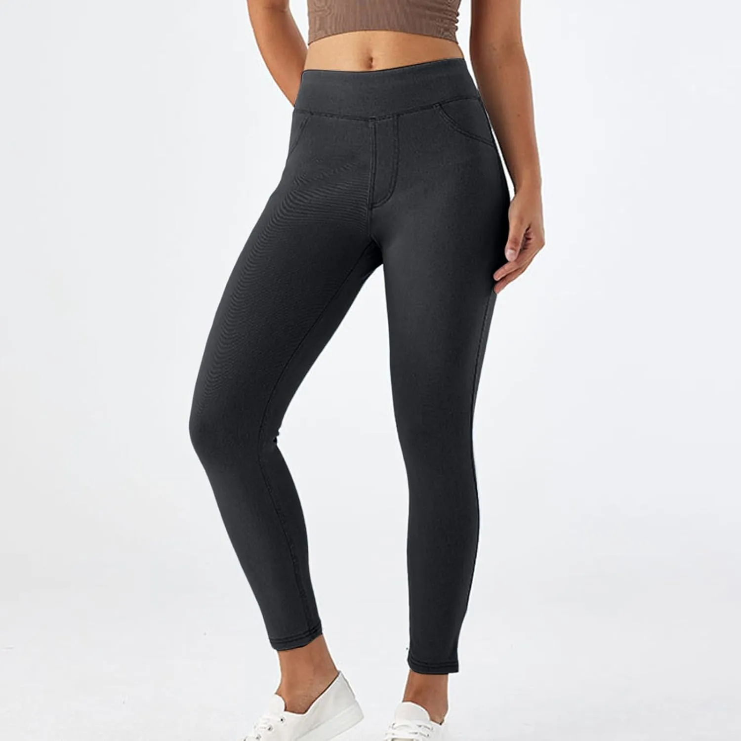 Rvidbe Jeggings for Women Tummy Control High Waisted Jeans for Women Pull on Skinny Stretchy Jeans with Pockets Denim Pants