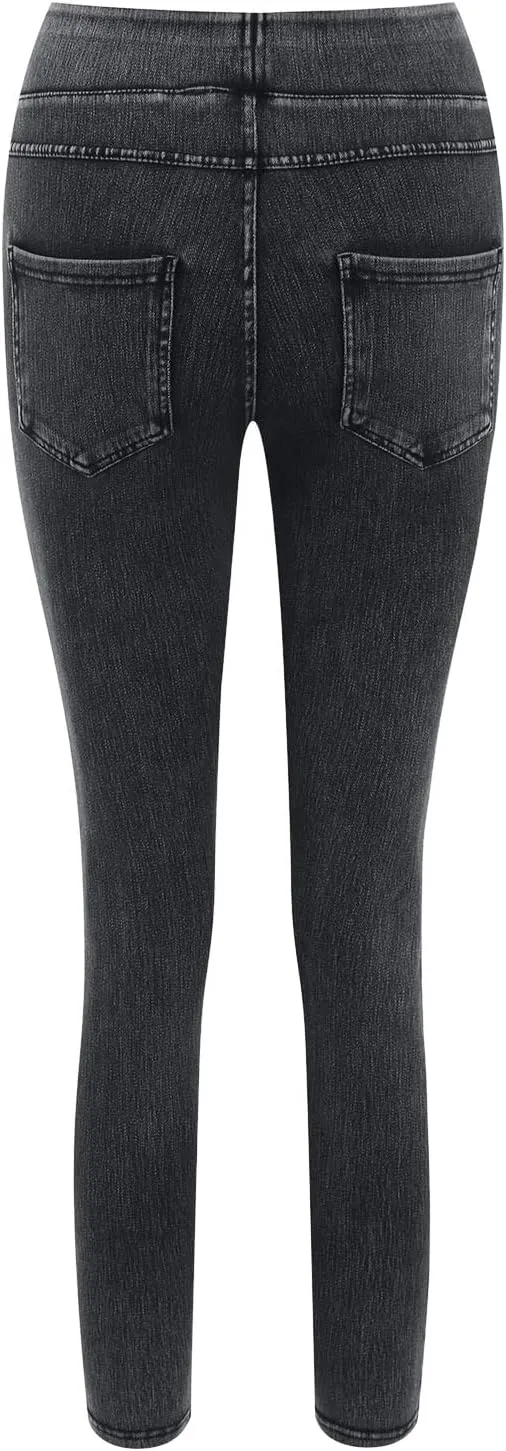 Rvidbe Jeggings for Women Tummy Control High Waisted Jeans for Women Pull on Skinny Stretchy Jeans with Pockets Denim Pants