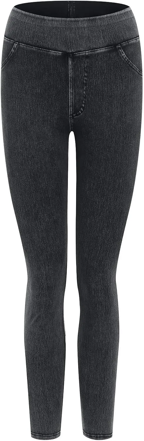 Rvidbe Jeggings for Women Tummy Control High Waisted Jeans for Women Pull on Skinny Stretchy Jeans with Pockets Denim Pants