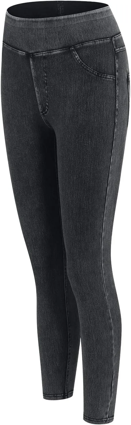 Rvidbe Jeggings for Women Tummy Control High Waisted Jeans for Women Pull on Skinny Stretchy Jeans with Pockets Denim Pants