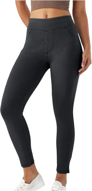 Rvidbe Jeggings for Women Tummy Control High Waisted Jeans for Women Pull on Skinny Stretchy Jeans with Pockets Denim Pants