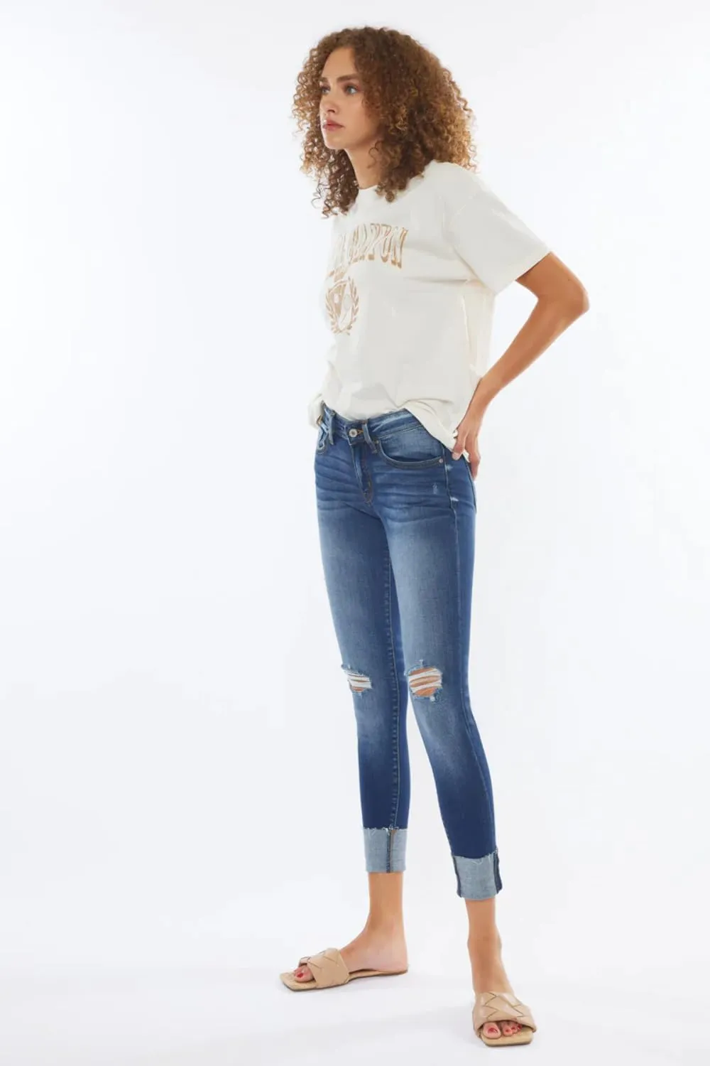 SALT TREE Kancan - Women's Low Rise Super Skinny Jeans - Distressed - KC8245-NV
