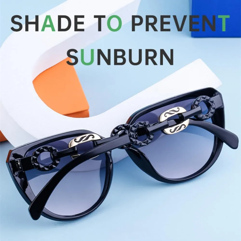Sexy Ladies Luxury Cat Eye Sunglasses Women For Men Vintage Punk Sun Glasses Trend Big Frame Chain Shades UV400