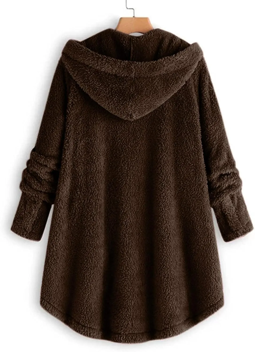 SGASY Womens Fuzzy Jacket Hooded Cardigan Open Front Buuton Coat Outwear with Pockets Womens Fall Fashion 2023