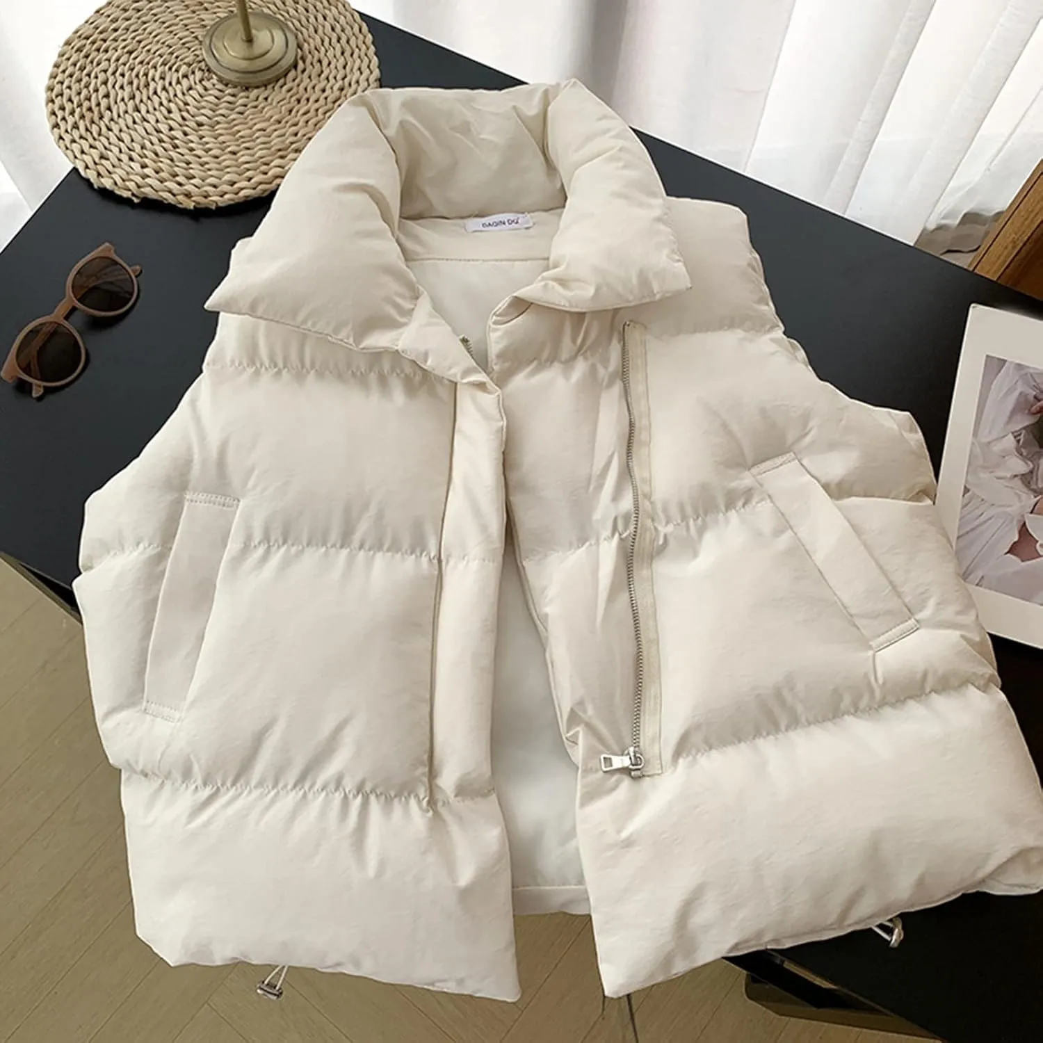 SHAOBGE Jacket and Coat for Women 2022 Autumn Winter Ladies Oversized Solid Puff Padded Vest Popular Coat