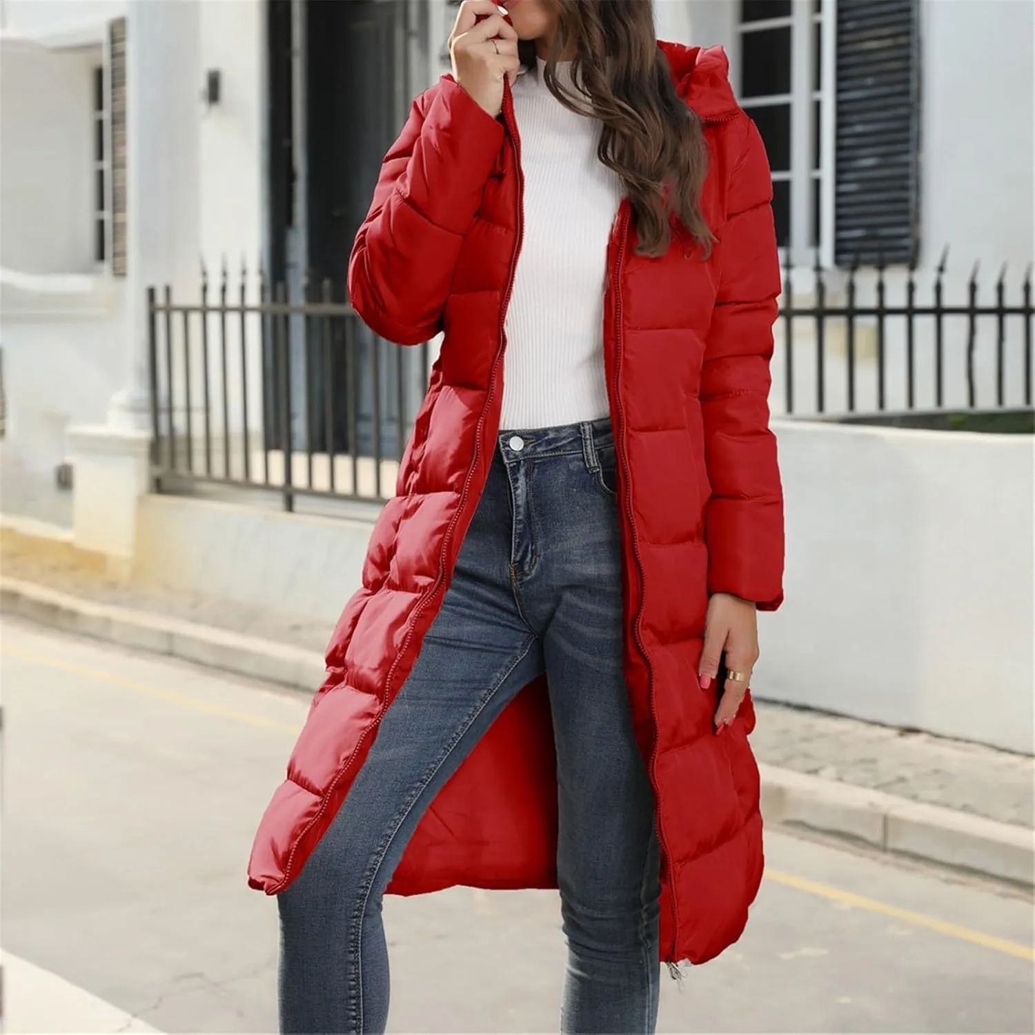 SHAOBGE Women Outdoor Jacket Women's Packable Down Jacket Hooded Puffer Jacket Lightweight Winter Coat Sweater Women