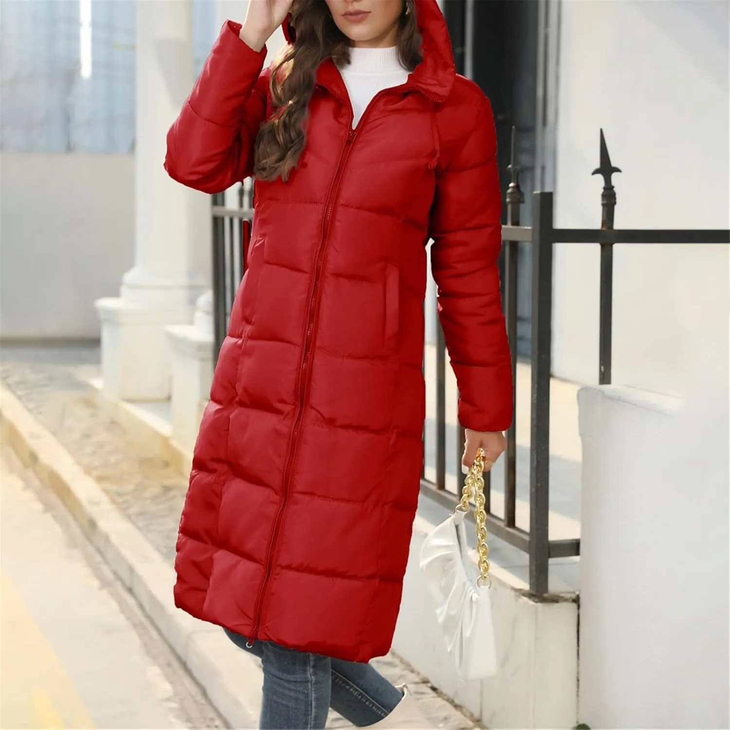 SHAOBGE Women Outdoor Jacket Women's Packable Down Jacket Hooded Puffer Jacket Lightweight Winter Coat Sweater Women