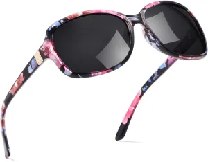SIPHEW Polarized Sunglasses for Women | Vintage Square Sunglasses w UV400 Protection | Womens Wraparound Shade