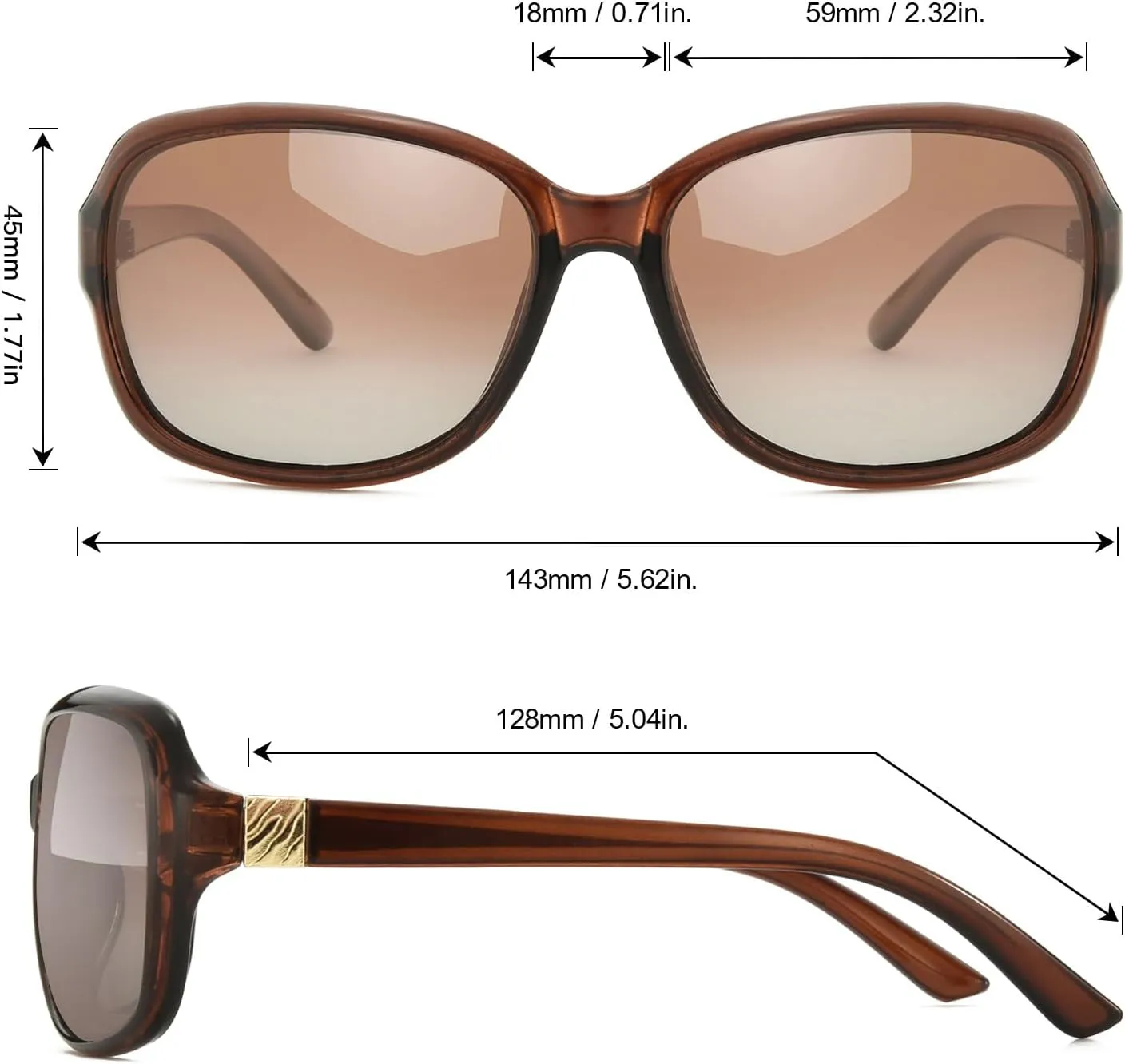 SIPHEW Polarized Sunglasses for Women | Vintage Square Sunglasses w UV400 Protection | Womens Wraparound Shade