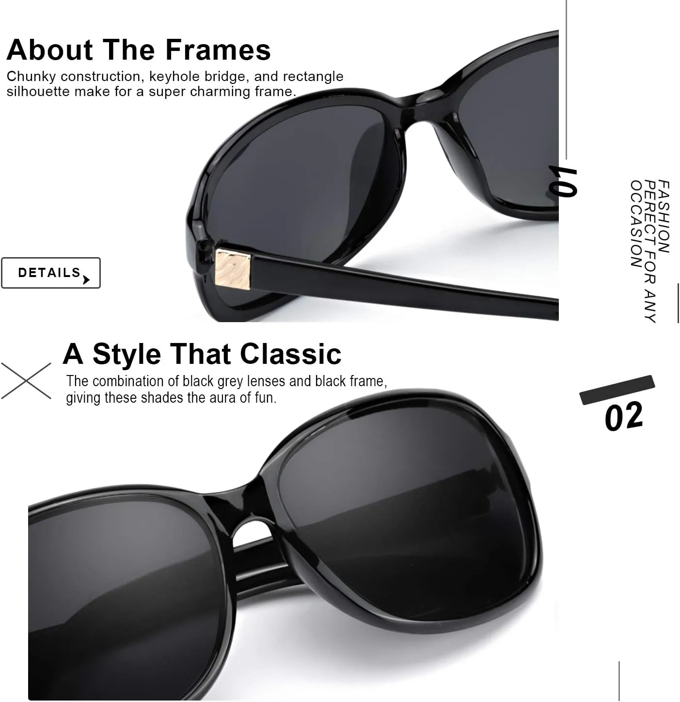 SIPHEW Polarized Sunglasses for Women | Vintage Square Sunglasses w UV400 Protection | Womens Wraparound Shade