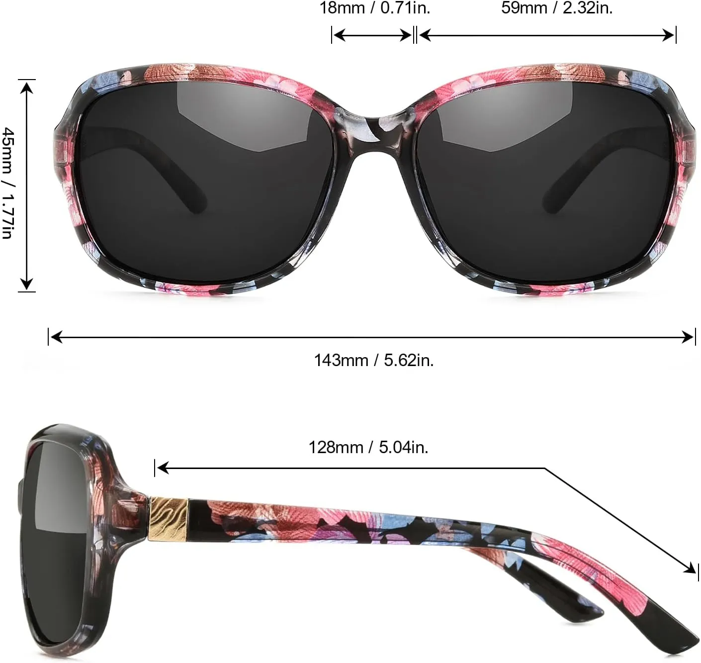 SIPHEW Polarized Sunglasses for Women | Vintage Square Sunglasses w UV400 Protection | Womens Wraparound Shade