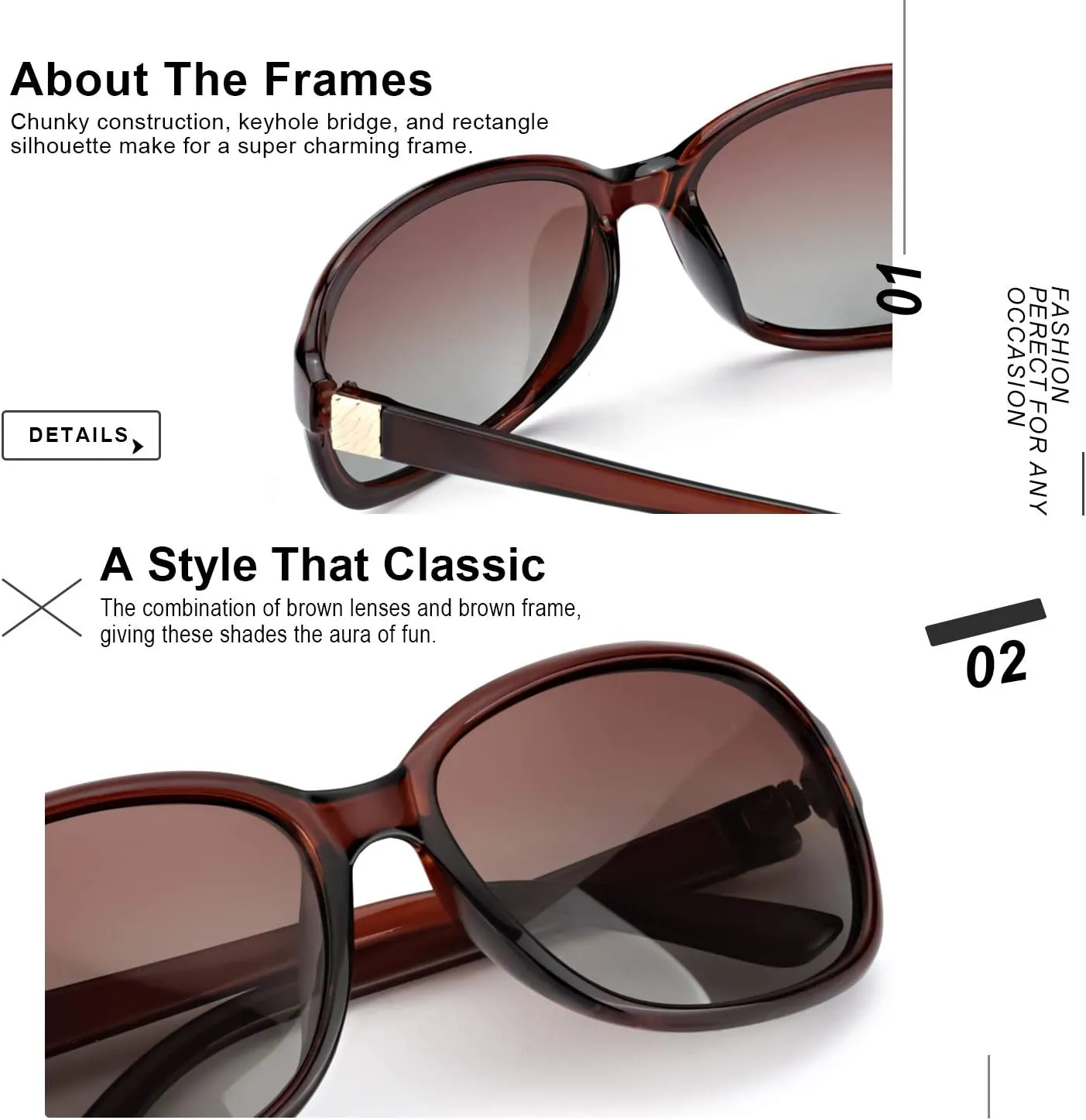SIPHEW Polarized Sunglasses for Women | Vintage Square Sunglasses w UV400 Protection | Womens Wraparound Shade