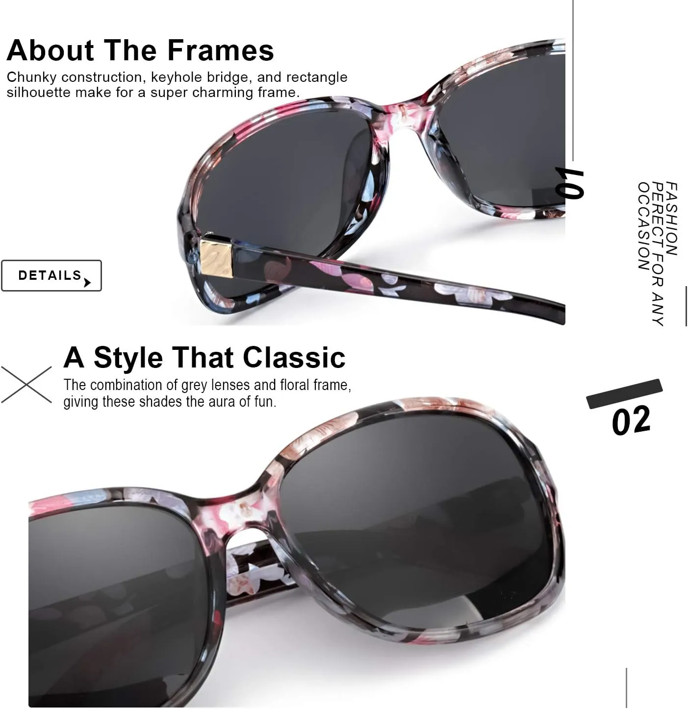 SIPHEW Polarized Sunglasses for Women | Vintage Square Sunglasses w UV400 Protection | Womens Wraparound Shade
