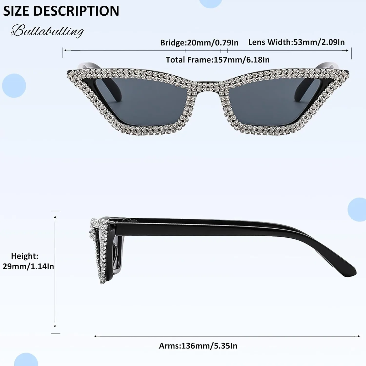 Small Cat Eye Sunglasses Bling Rhinestones Crystal Vintage Square Shade Women Eyewear