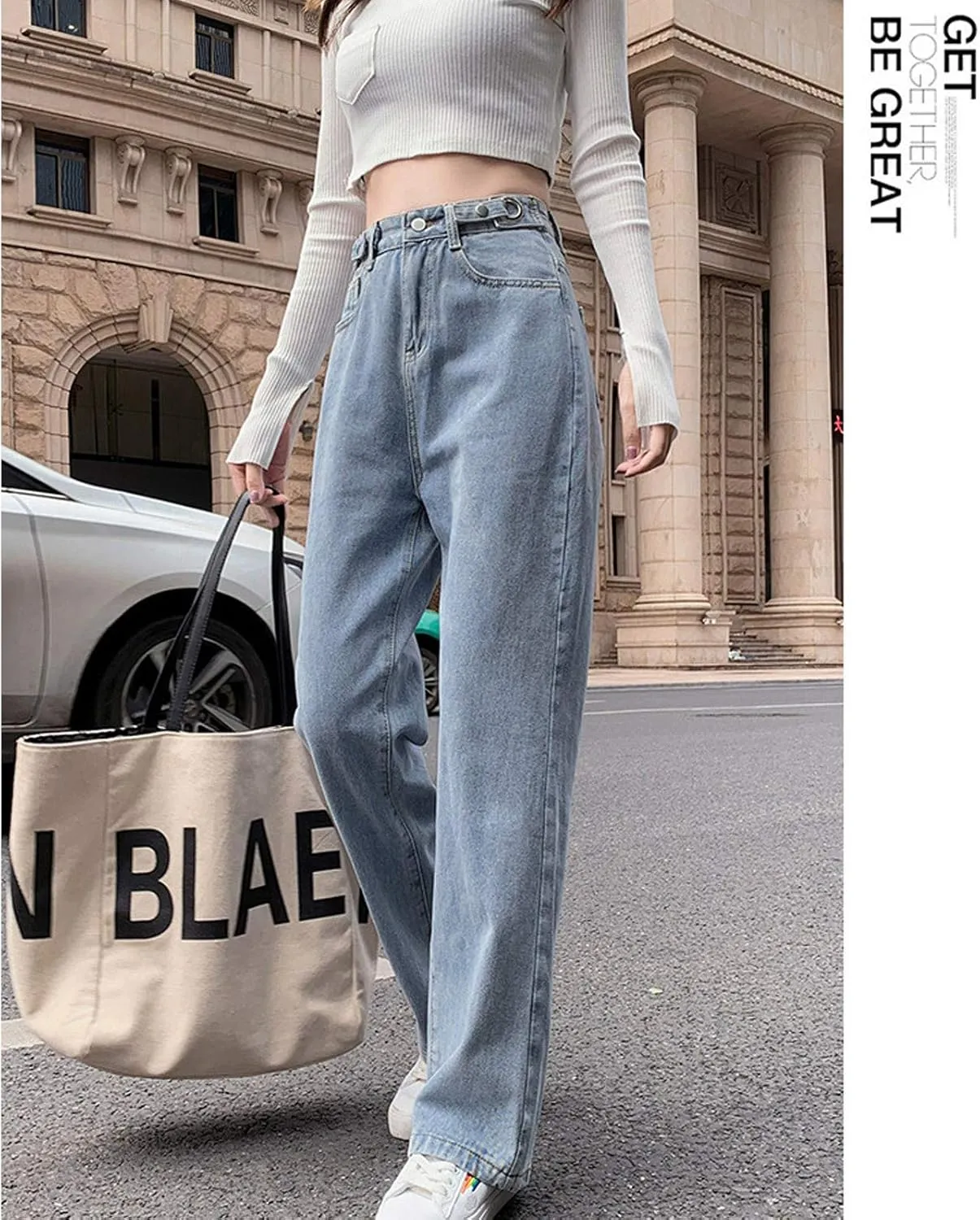 SMIDOW Women High Waisted Straight Leg Jeans Pants Bootcut Jeans Dressy Casual Denim Trousers Baggy Jeans Regular Fit