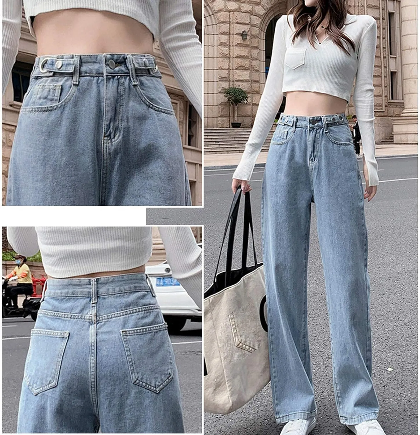 SMIDOW Women High Waisted Straight Leg Jeans Pants Bootcut Jeans Dressy Casual Denim Trousers Baggy Jeans Regular Fit