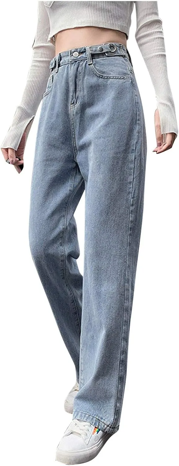 SMIDOW Women High Waisted Straight Leg Jeans Pants Bootcut Jeans Dressy Casual Denim Trousers Baggy Jeans Regular Fit