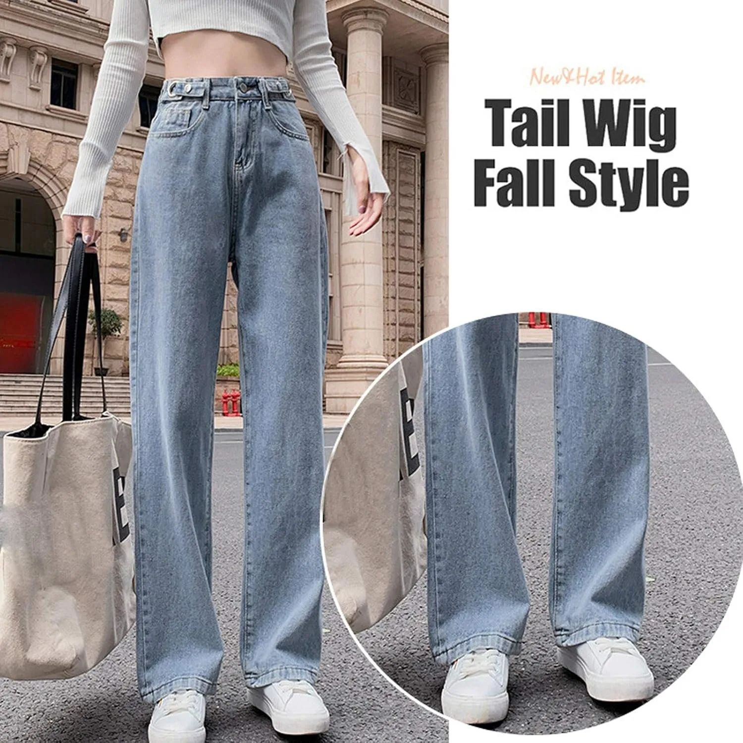 SMIDOW Women High Waisted Straight Leg Jeans Pants Bootcut Jeans Dressy Casual Denim Trousers Baggy Jeans Regular Fit