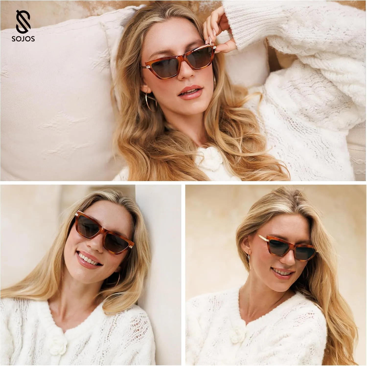 SOJOS Retro Small Polarized Cat Eye Sunglasses Womens Vintage Shades Trendy Stylish Sunnies SJ2361