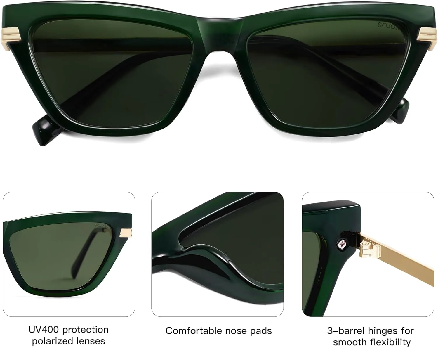 SOJOS Retro Small Polarized Cat Eye Sunglasses Womens Vintage Shades Trendy Stylish Sunnies SJ2361