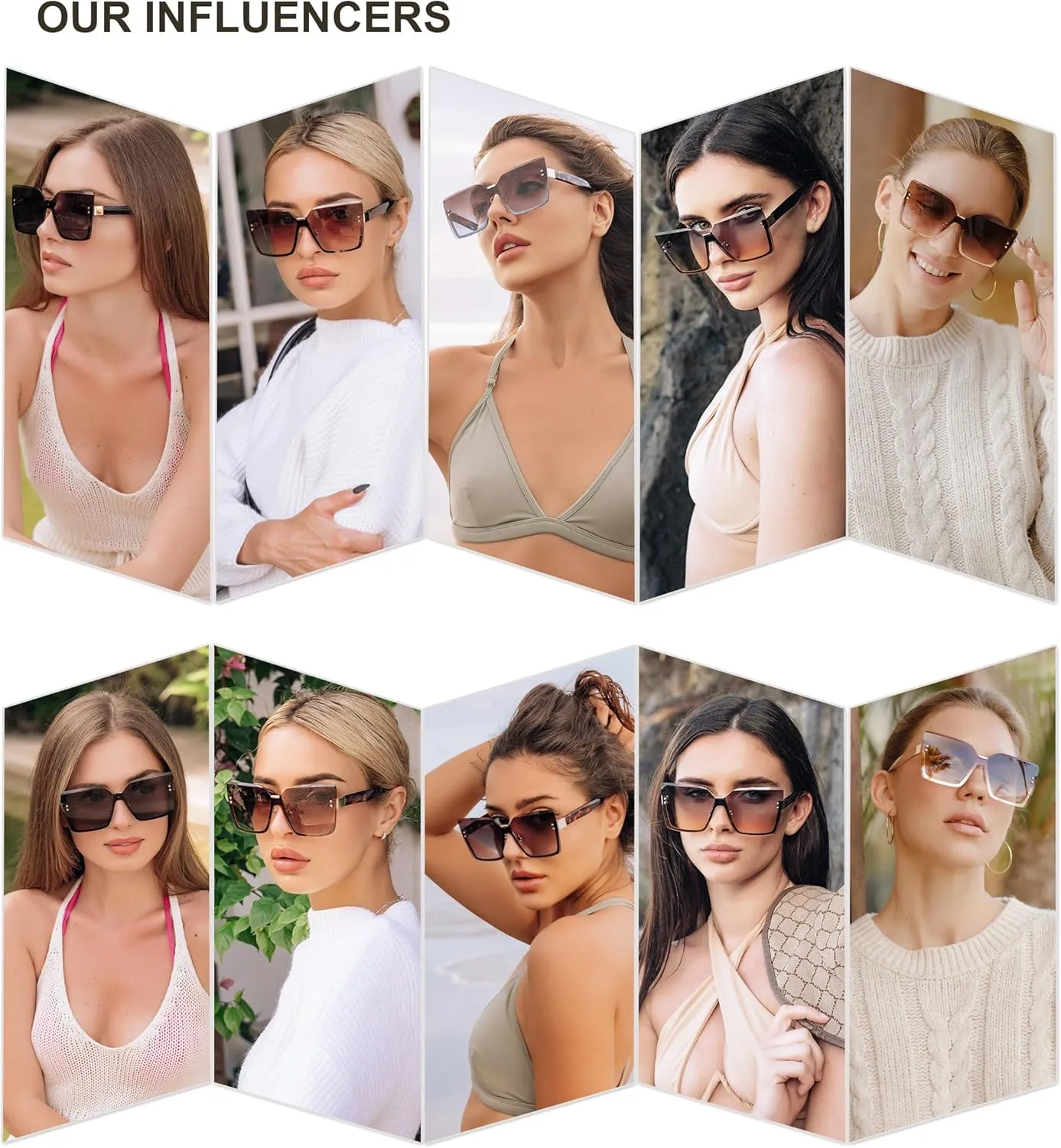 SOJOS Trendy Square Oversized Sunglasses Womens Big Rimless UV400 Ladies Shades SJ1160