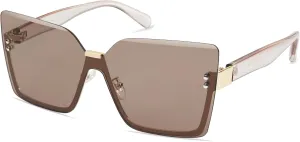 SOJOS Trendy Square Oversized Sunglasses Womens Big Rimless UV400 Ladies Shades SJ1160