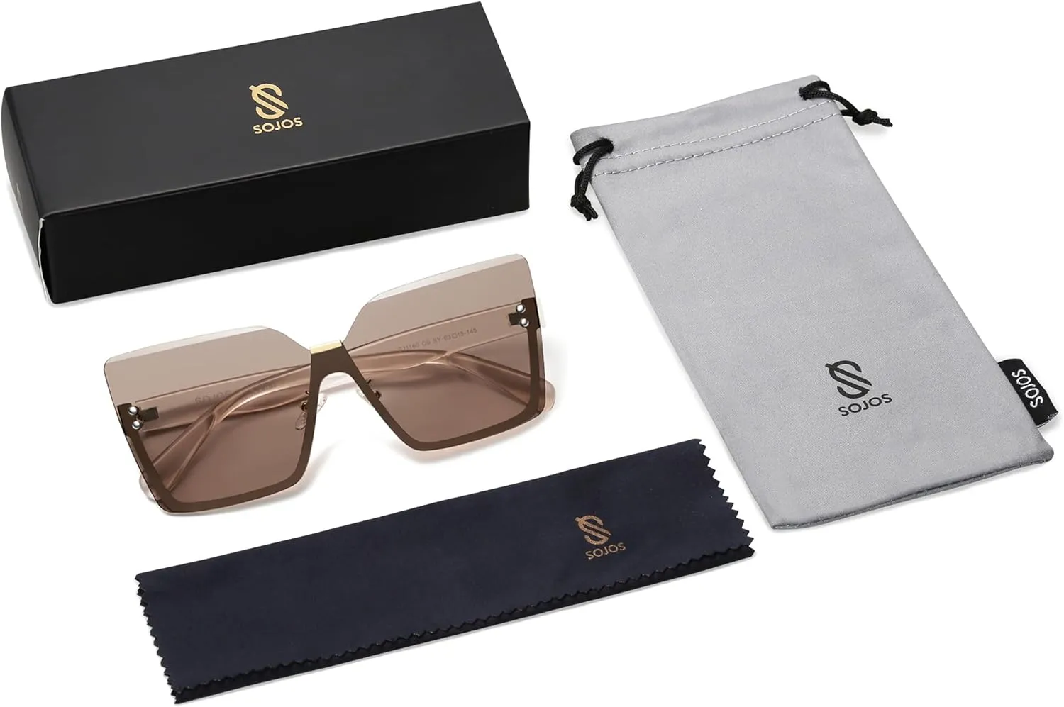 SOJOS Trendy Square Oversized Sunglasses Womens Big Rimless UV400 Ladies Shades SJ1160