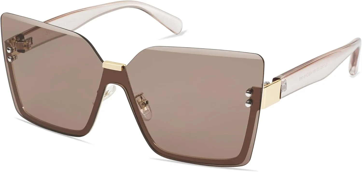 SOJOS Trendy Square Oversized Sunglasses Womens Big Rimless UV400 Ladies Shades SJ1160
