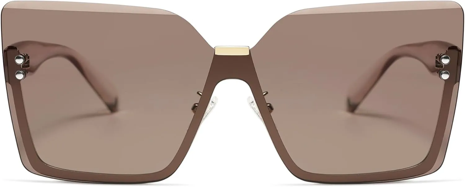 SOJOS Trendy Square Oversized Sunglasses Womens Big Rimless UV400 Ladies Shades SJ1160