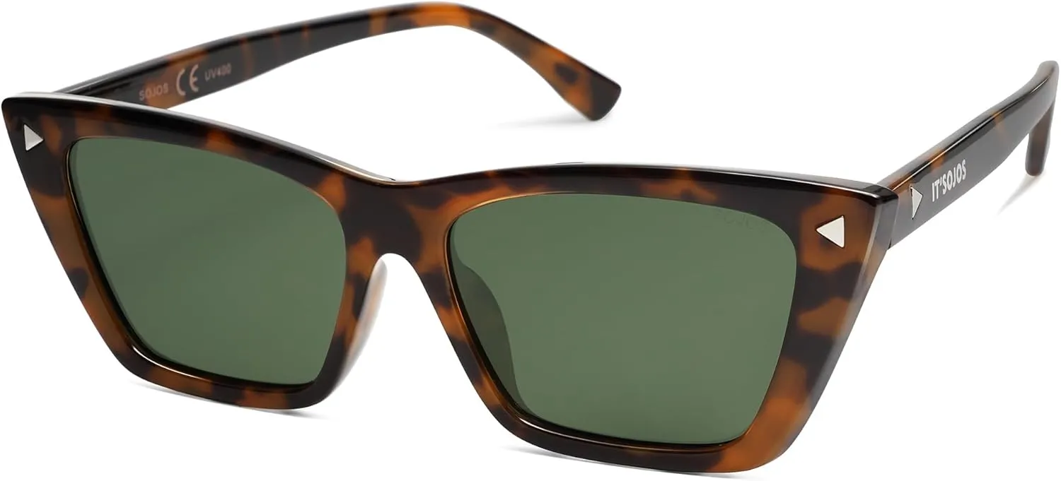 SOJOS Trendy Sunglasses Womens Cute Cat Eye Polarized Square Women Designer Shades SJ2297