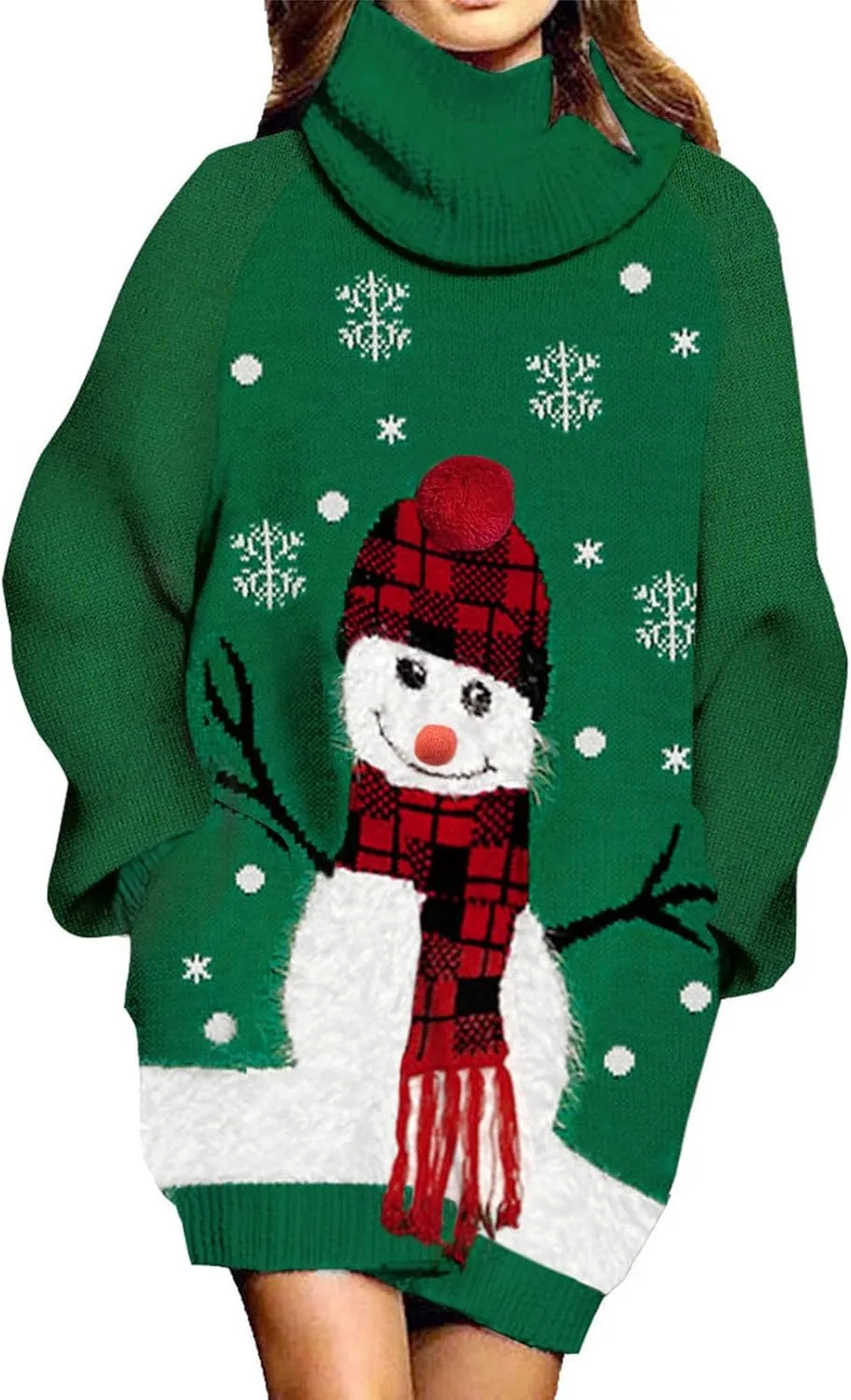 Sovoyontee Women's Cute Ugly Christmas Oversized Sweater Dress with Pockets, Tribal Pattern