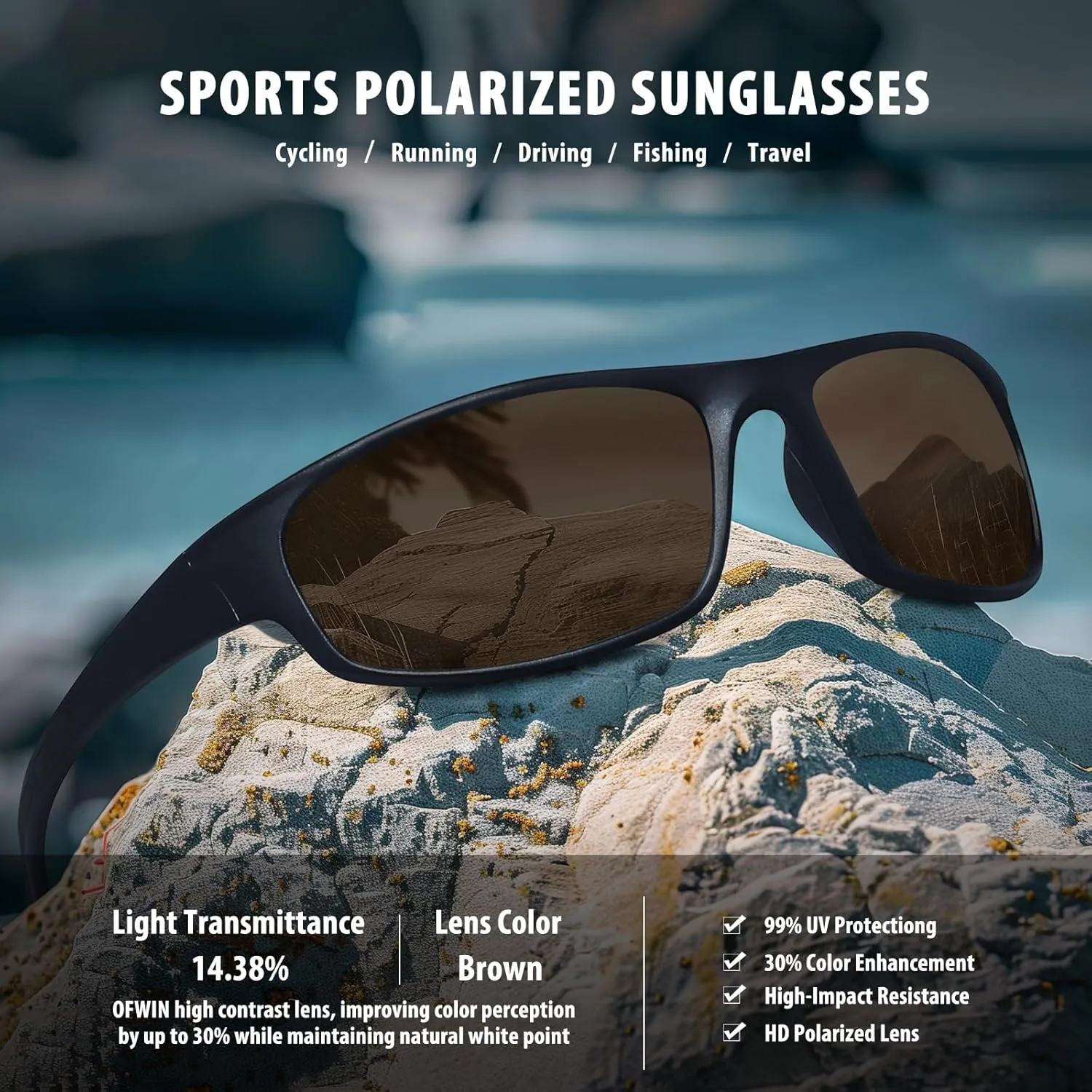 Sports Polarized Sunglasses for Men Women Wrap Around Sun Glasses Fishing Cycling Driving Running UV Protection