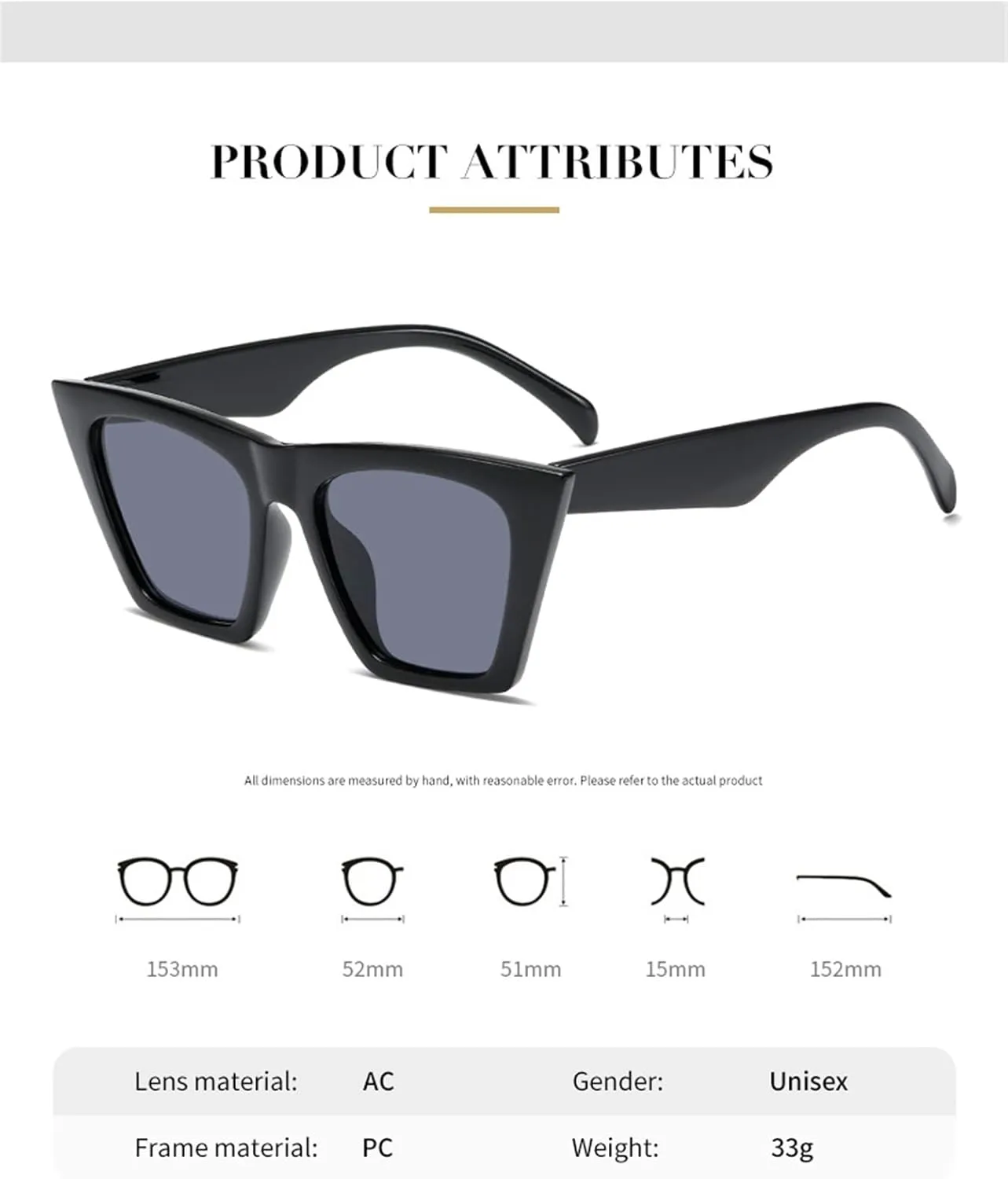 Square Cat Eye Sunglasses for Men and Women Street Shooting, Driving Glasses On Vacation Beach (Color : C, Size : Medium)