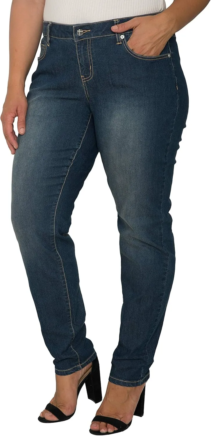 Standards & Practices Women's Plus Size Ankle Jeans with Cropped and Frayed Edges