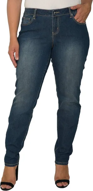 Standards & Practices Women's Plus Size Ankle Jeans with Cropped and Frayed Edges