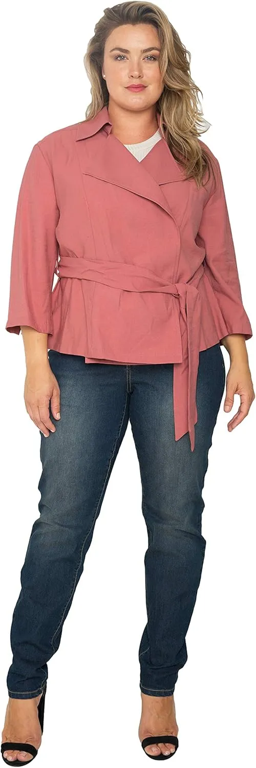 Standards & Practices Women's Plus Size Ankle Jeans with Cropped and Frayed Edges