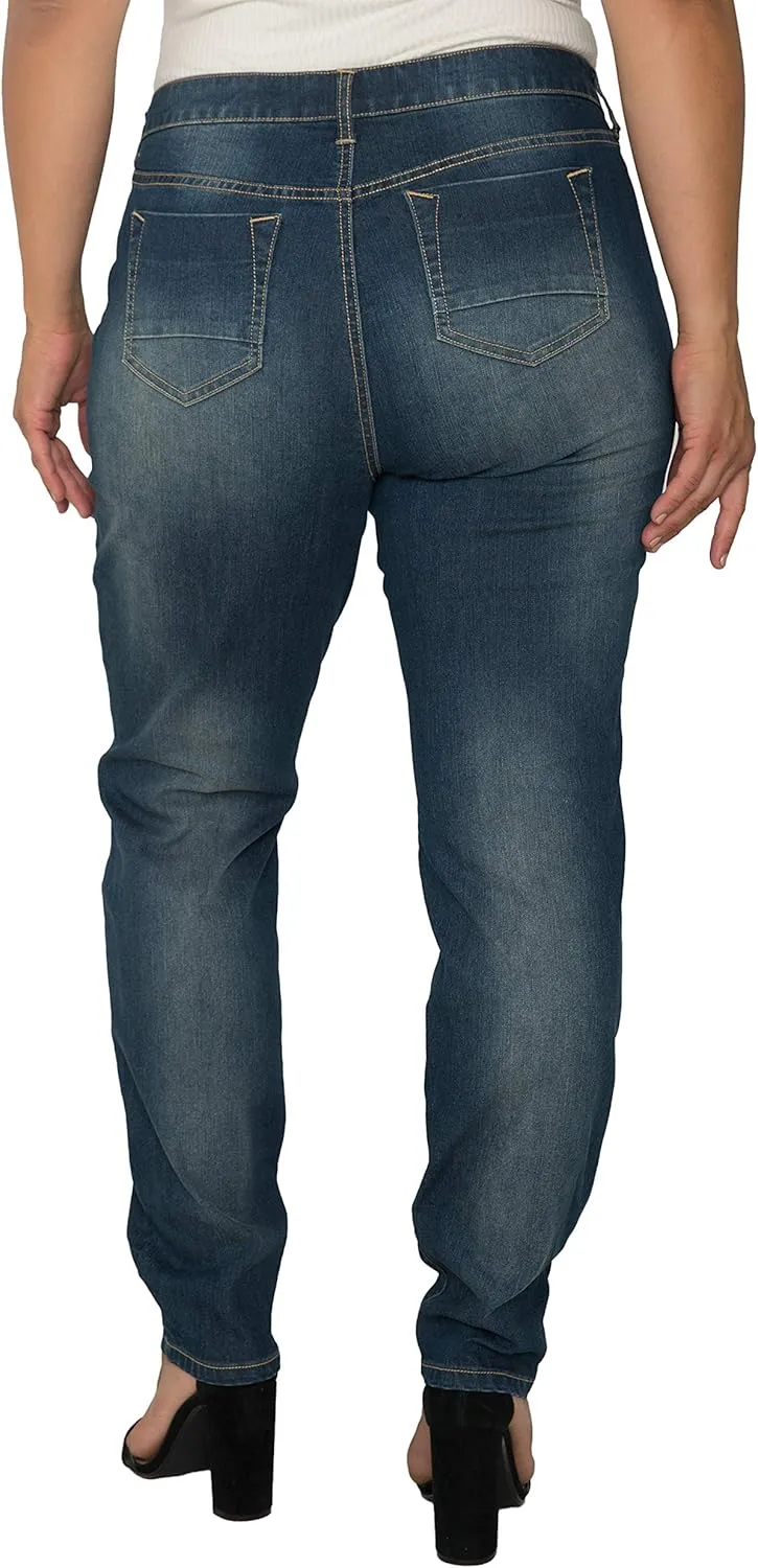 Standards & Practices Women's Plus Size Ankle Jeans with Cropped and Frayed Edges