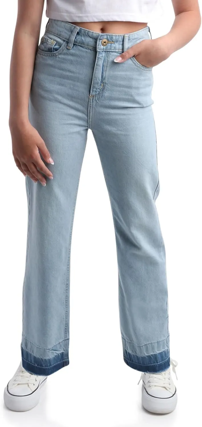 Steve Madden Girls' Jeans - Palazzo Wide Leg Flare Jeans - Casual High Waisted Stretch Denim Baggy Jeans for Girls (4-16)