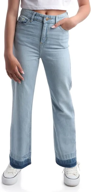 Steve Madden Girls' Jeans - Palazzo Wide Leg Flare Jeans - Casual High Waisted Stretch Denim Baggy Jeans for Girls (4-16)