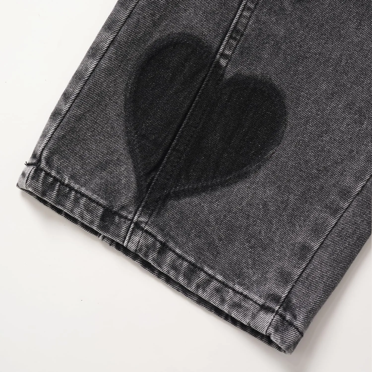 Straight Leg Jeans for Women High Waist Heart Printed Baggy Denim Pants Vintage Seam Front Wide Leg Jeans