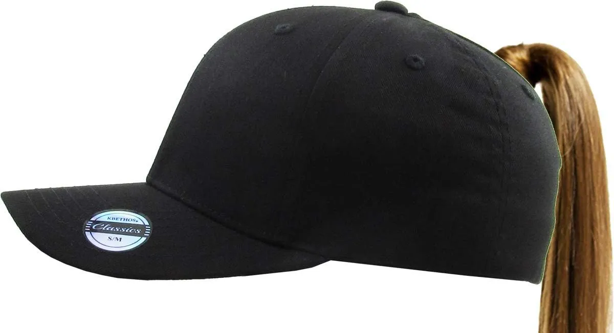 Stretch Fit Ponytail Messy High Bun Headwear Adjustable Cotton Trucker Mesh Hat Baseball Cap