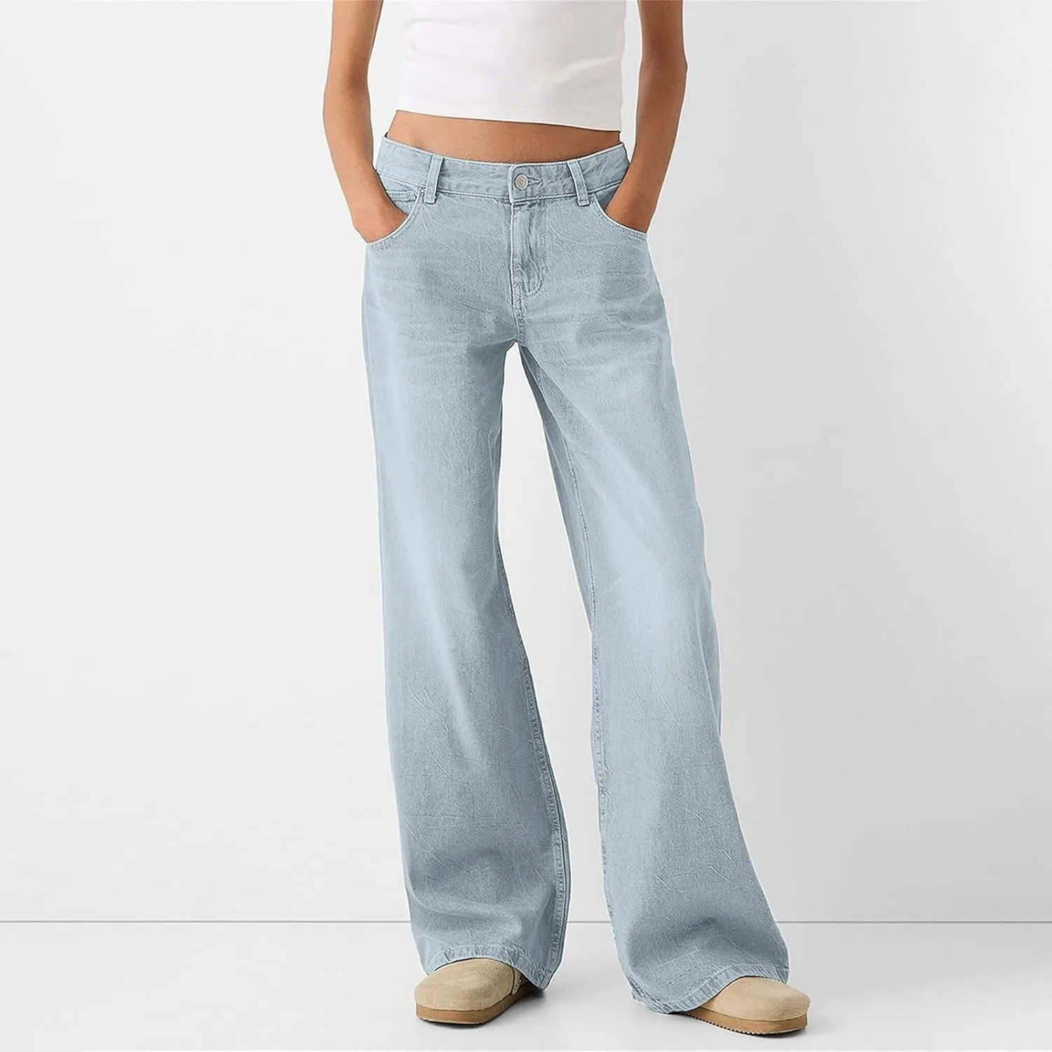 Sweatpants Jeans for Women 2024 High Waited Baggy Wide Leg Jeans Casual Y2k Pants Trendy Denim Pants with Pockets